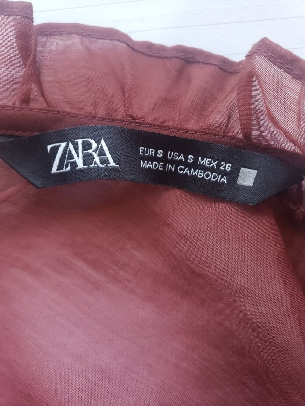 Zara Ruffled Rust Blouse Size Small - Picture 5 of 5